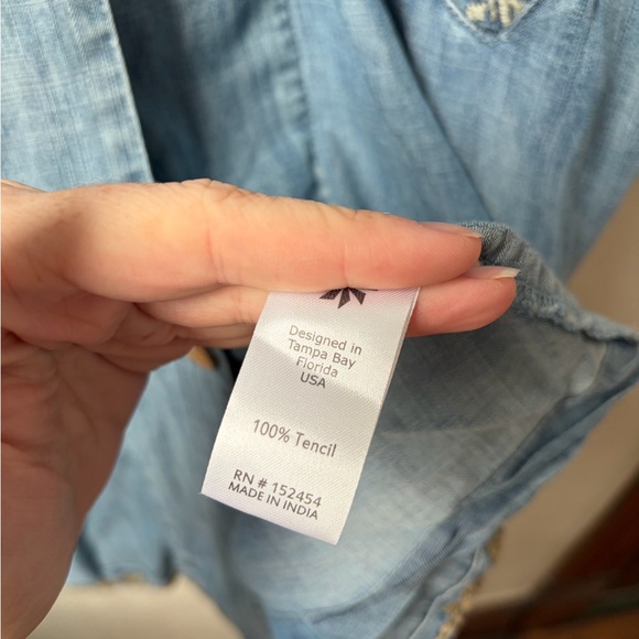 Kyla Seo Embroidered Chambray Laramie Jacket Dress Handmade India Boho Size L - Picture 11 of 12